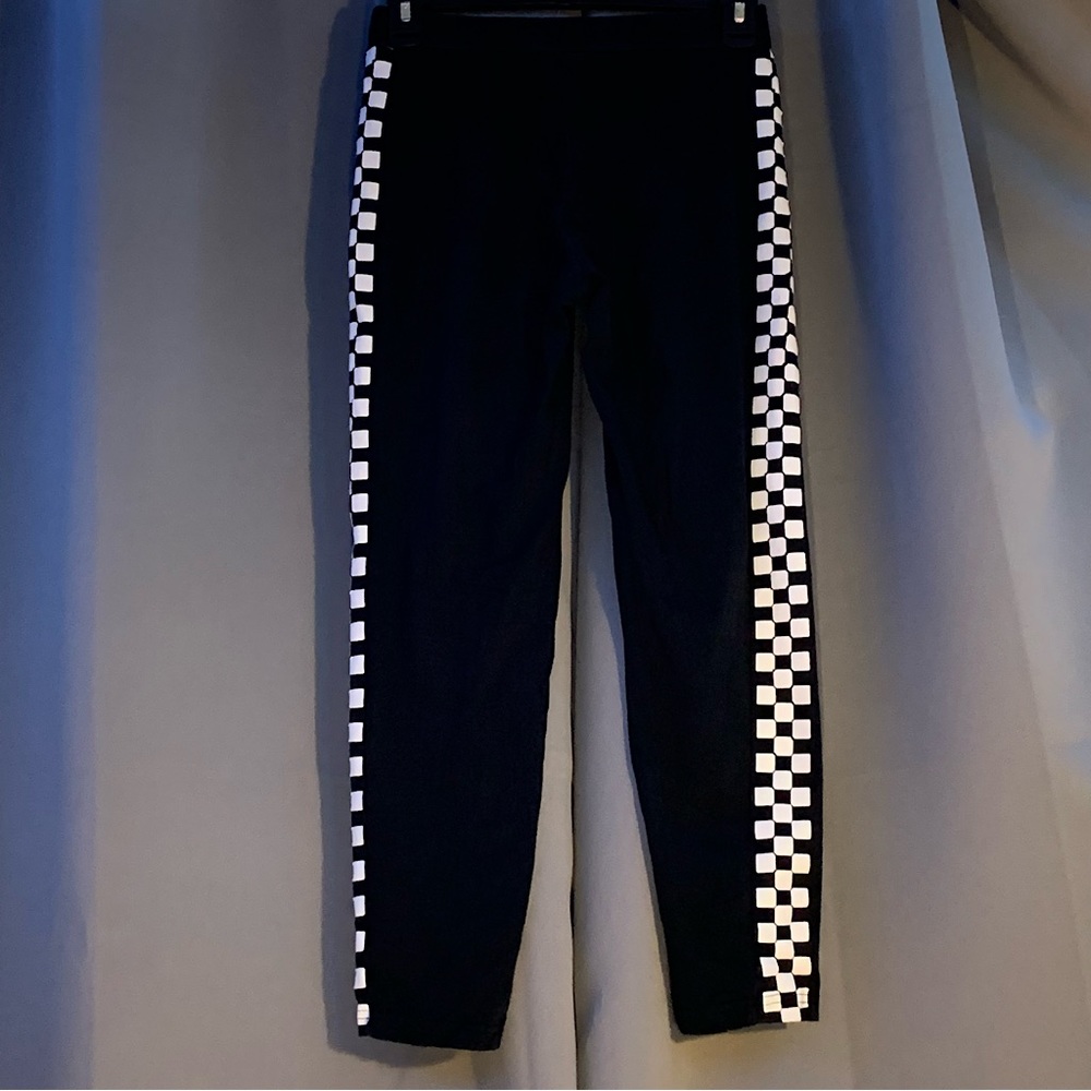 Shein Women's black leggings with checkered print down the sides